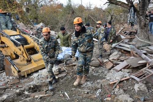 A rocket has landed on a house in Stepanakert, three civilians were killed